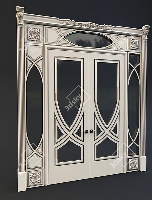 Art Deco Double Door Decor 3D model image 1