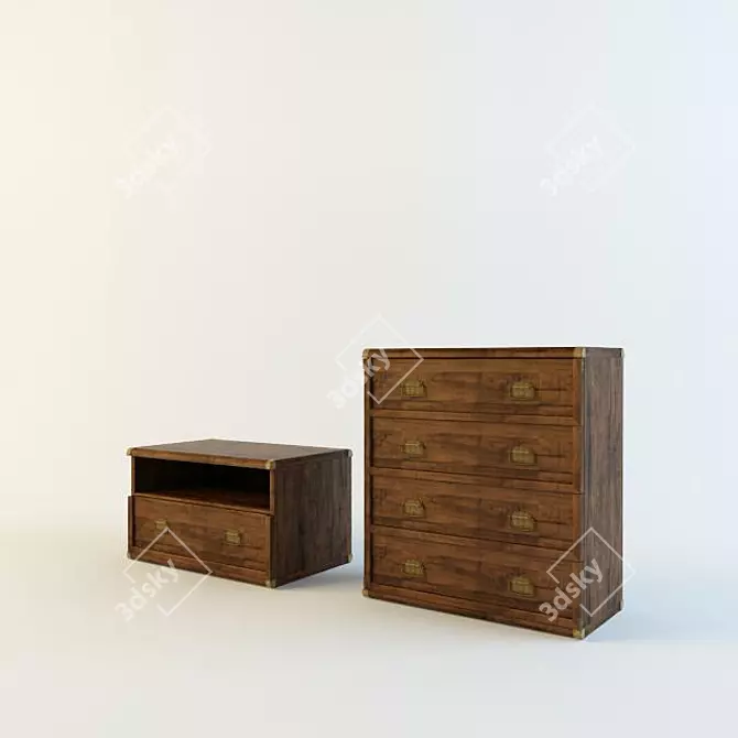 Indiana Oak Chests of Drawers 3D model image 1