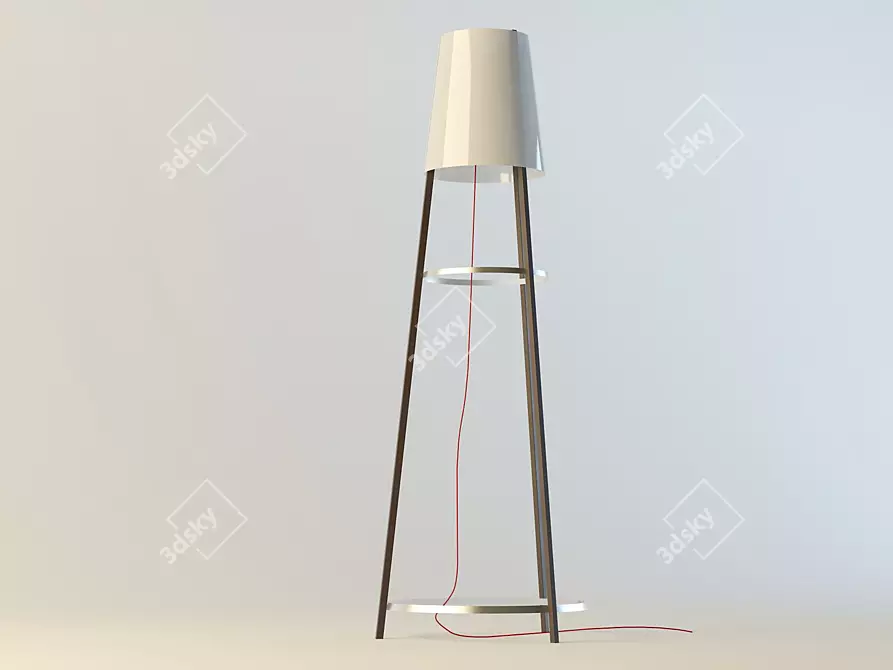 Elegant WAI Ting Floor Lamp 3D model image 1