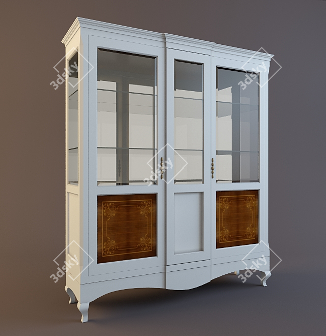 Elegant Glass-Door Sideboard 3D model image 1