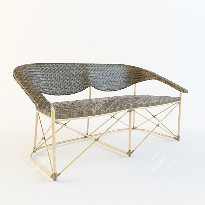 Elegant Woven Sofa 3D model image 1