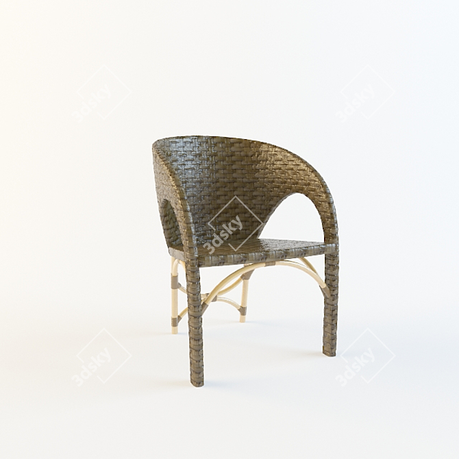 Elegant Rattan Woven Chair 3D model image 1