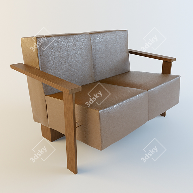 Title: Elegant Two-Seater Sofa 3D model image 1