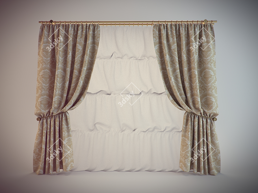  textured curtain 3D model image 1