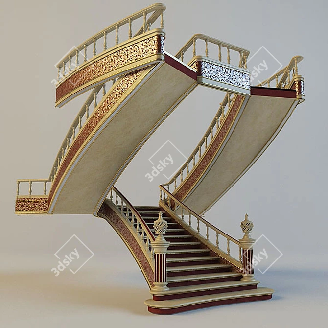 Elegant Stairway Design 3D model image 1