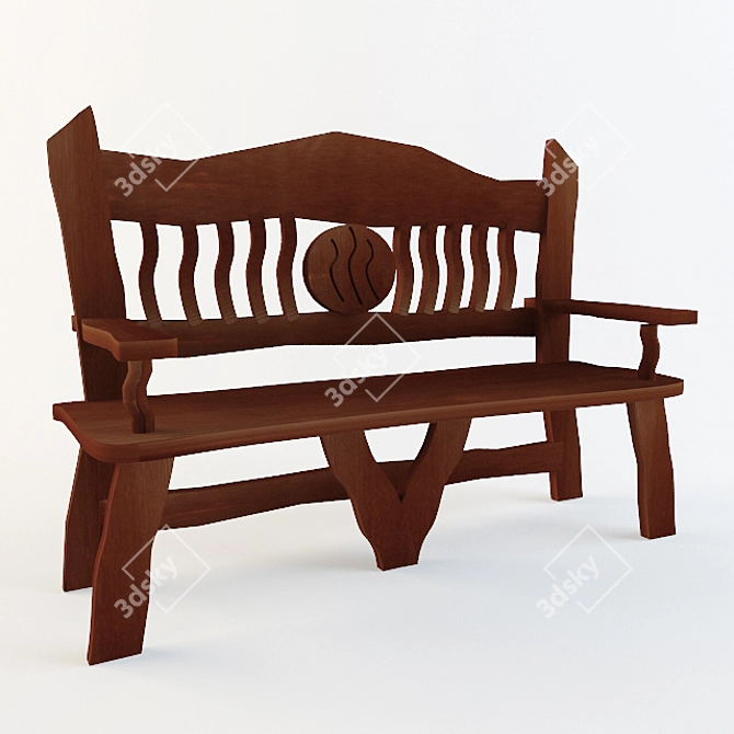 Rustic Country Bench 3D model image 1