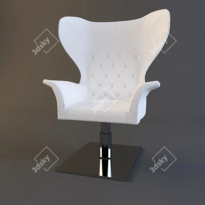 Elegant York White Leather Armchair 3D model image 1