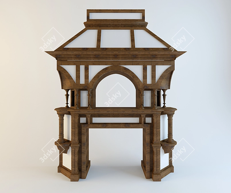 Vintage Fireplace Portal 3D model image 1