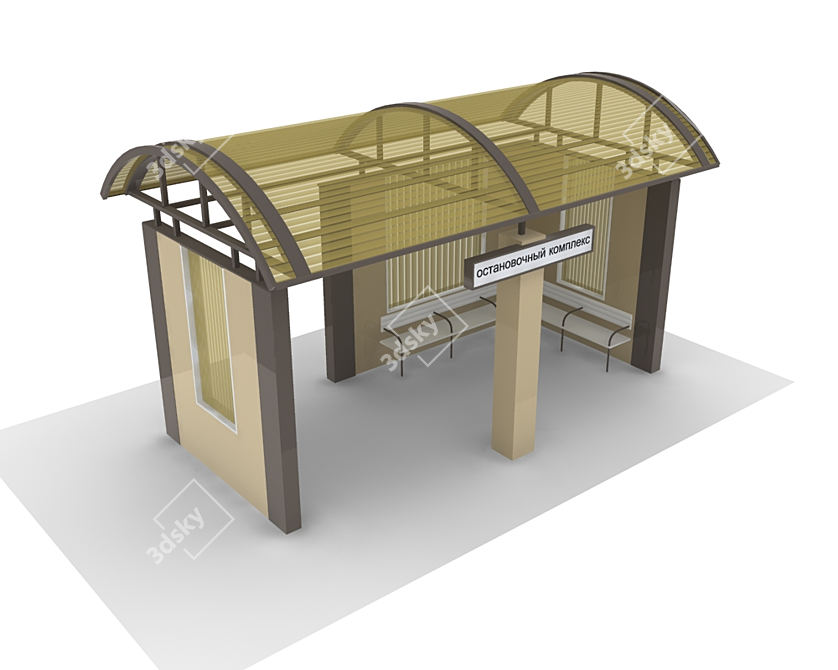 Urban Hub: Modern Bus Stop 3D model image 1