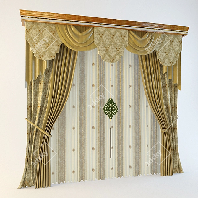 Textured Curtain 3D model image 1