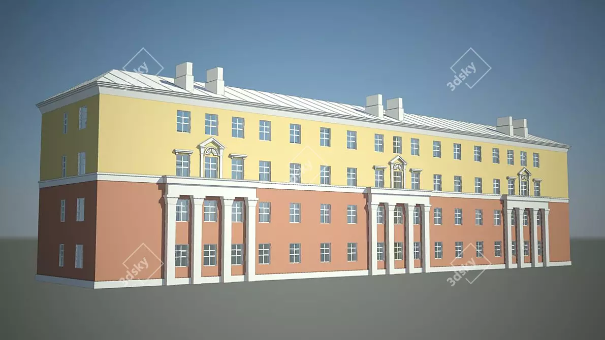 Stucco House:
 Elegant Residence in Voronezh. 3D model image 1