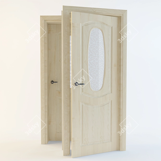 Classic Oak Pine Door 3D model image 1