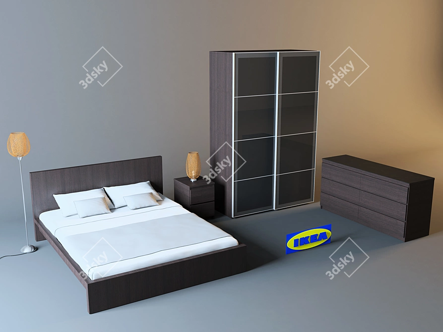 IKEA MALM + BOIA: Stylish Furniture Set 3D model image 1