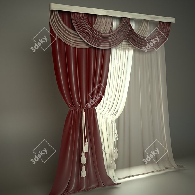 Elegant Texture Curtain 3D model image 1