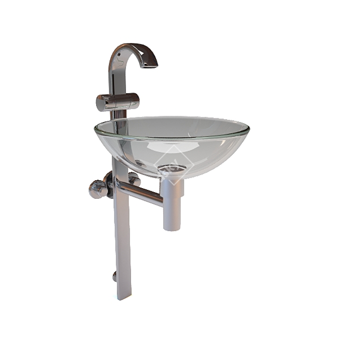 Compact Wall-Mounted Basin 3D model image 1