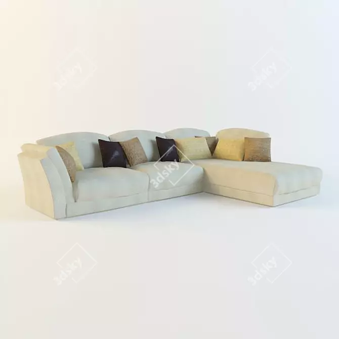 Cozy Sofa with Comfy Cushions 3D model image 1