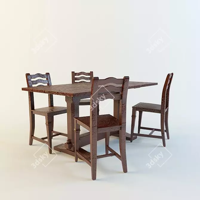 Rustic Charm Furniture Set 3D model image 1