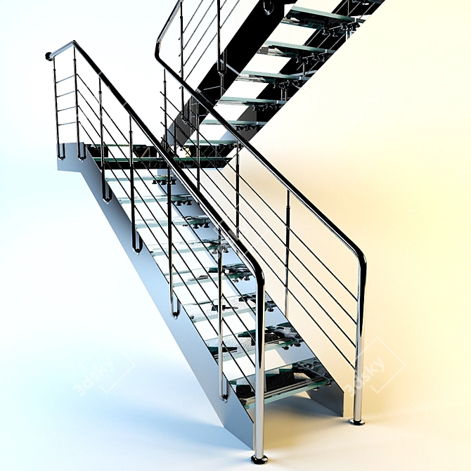 Elegant Glass Staircase 3D model image 1