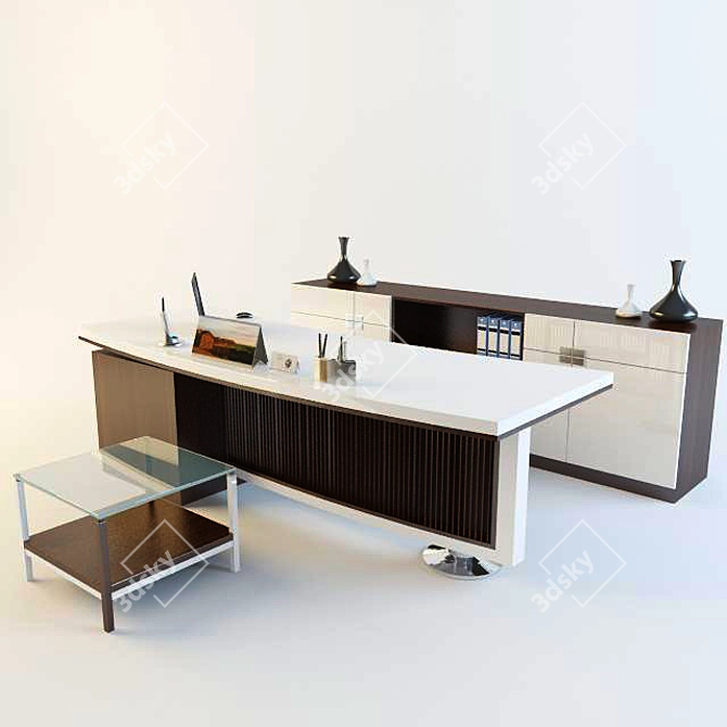 Elegant Office Table with Custom Design 3D model image 1