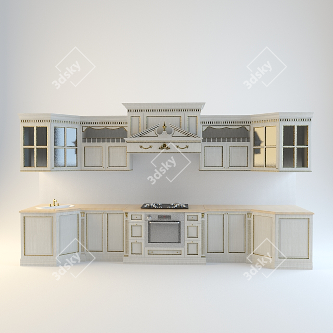 Elegant Classic Kitchen 3D model image 1