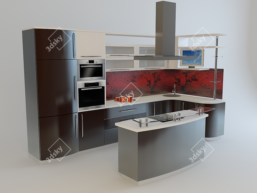 Elegant Kitchen Organizer 3D model image 1