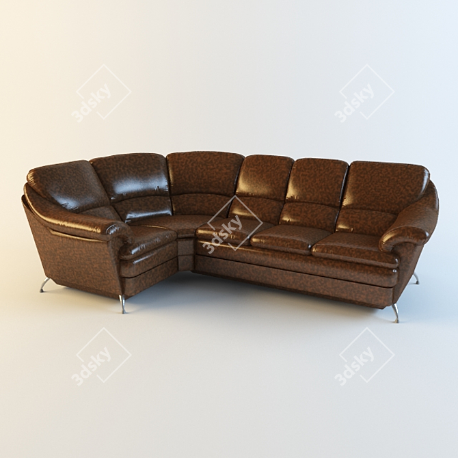 Sleek Bone Corner Sofa 3D model image 1