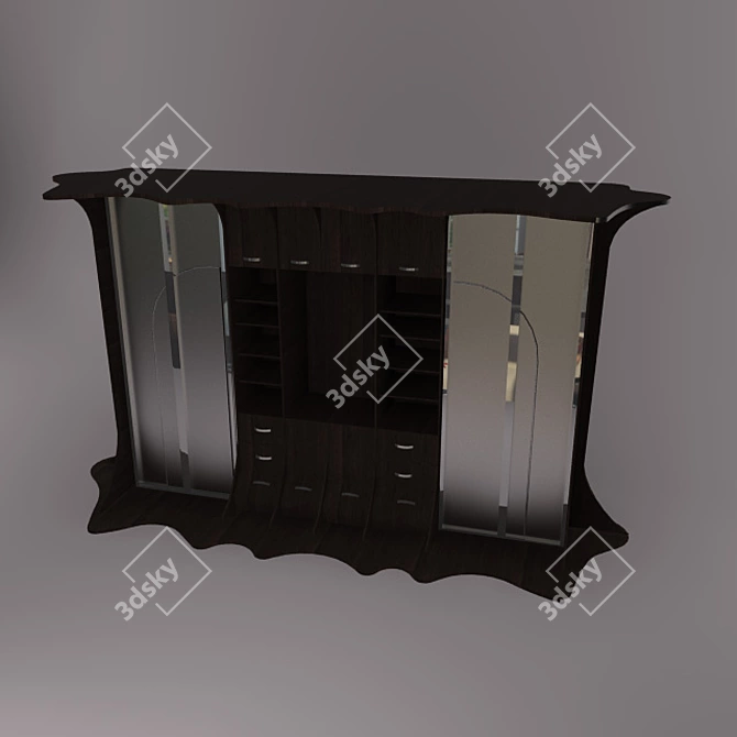 Modern Wooden Wardrobe 3D model image 1