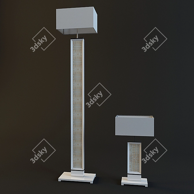 Torino Designer Floor and Table Lamp Set 3D model image 1