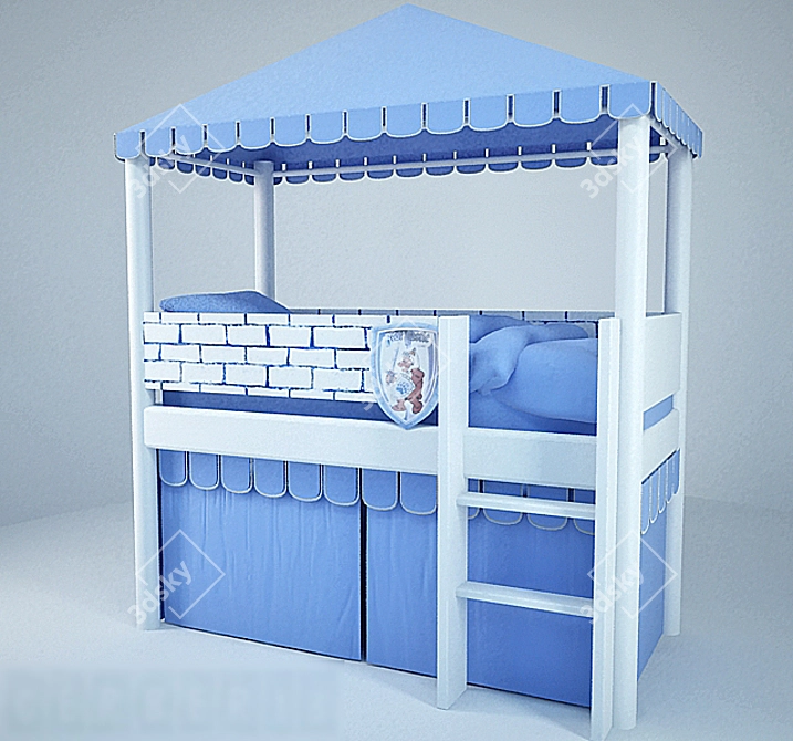 Bear Castle Crib: A Cozy Haven 3D model image 1