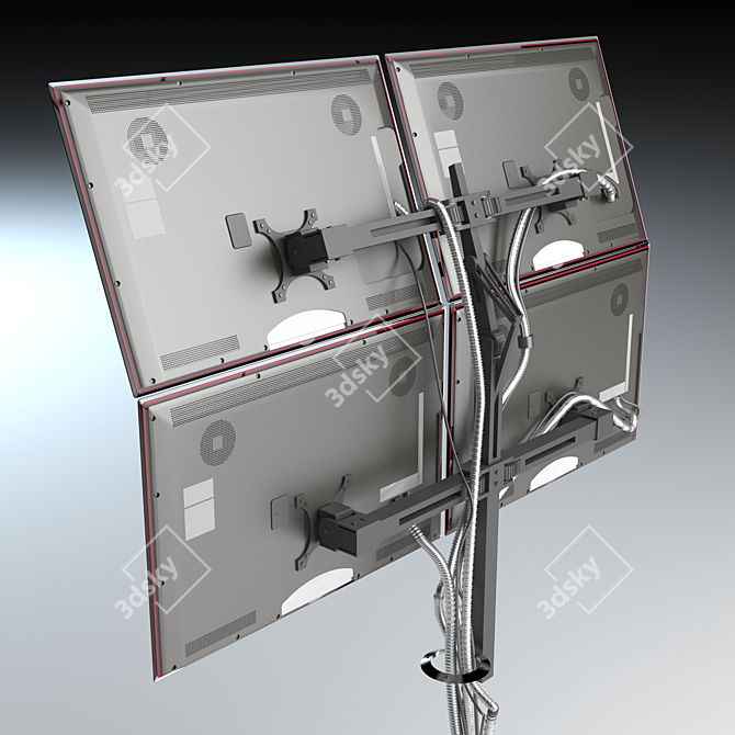 Quad Monitor Desk Mount Bracket 3D model image 1