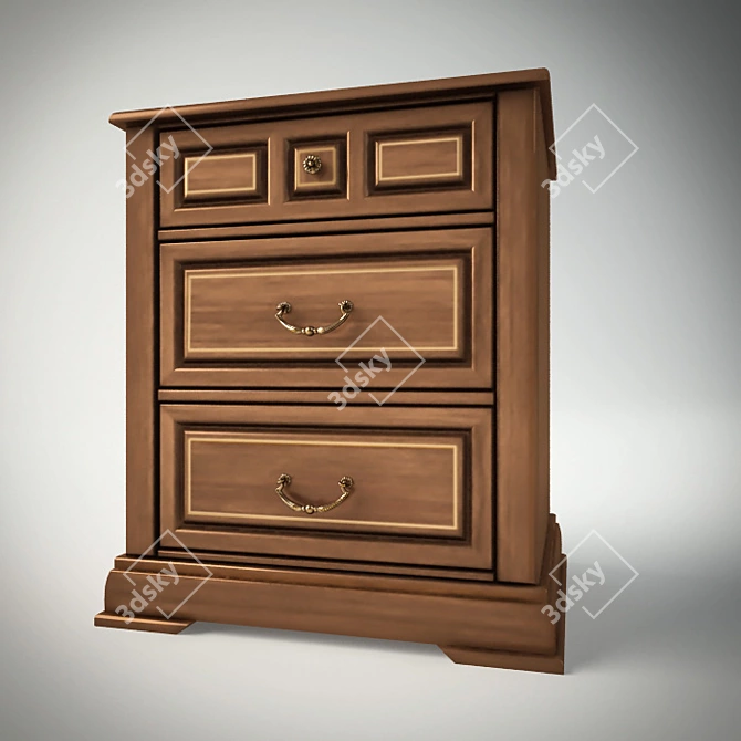 Elegant Paganini Bedside Cabinet 3D model image 1