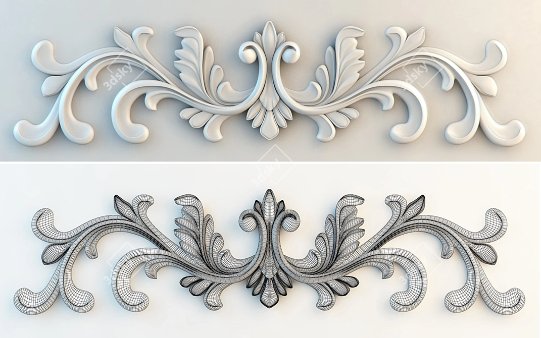 Elegant Stucco Décor 3D model image 1