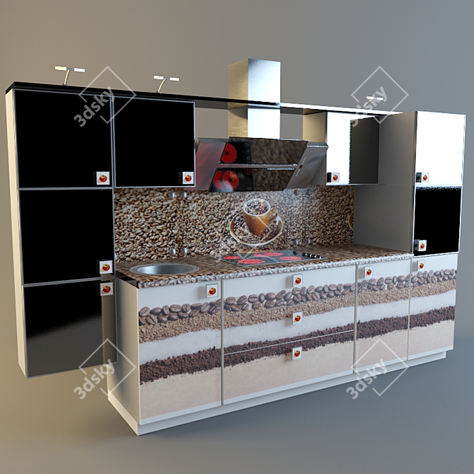 Sleek Coffee Lover's Kitchen 3D model image 1