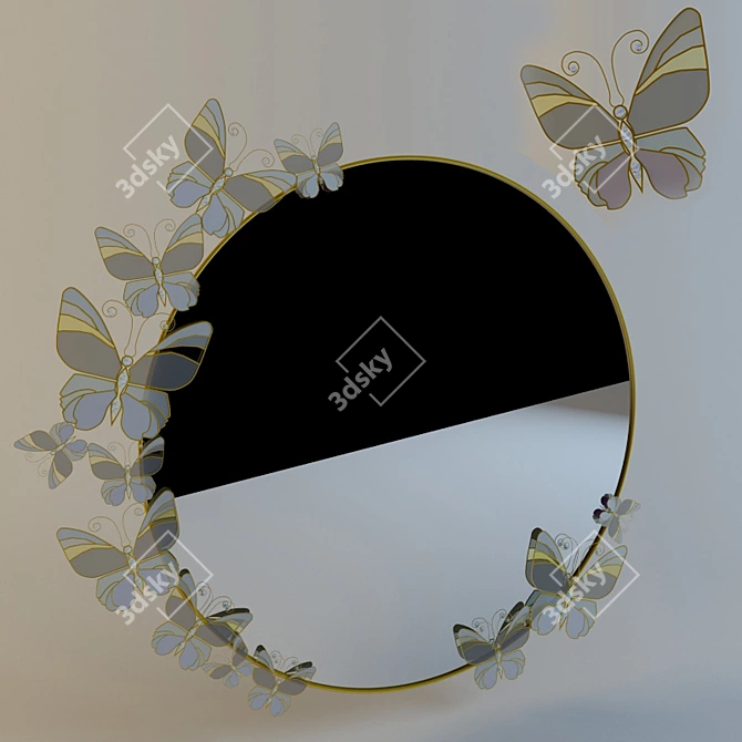 Butterfly Dreams Stained Glass Mirror 3D model image 1