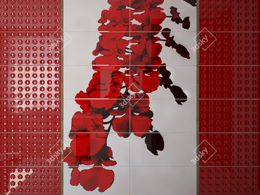 Deco Red Orchid Tile 3D model image 1
