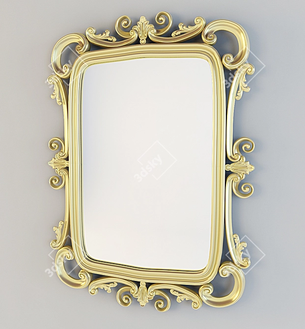 Elegant Baroque Wall Mirror 3D model image 1