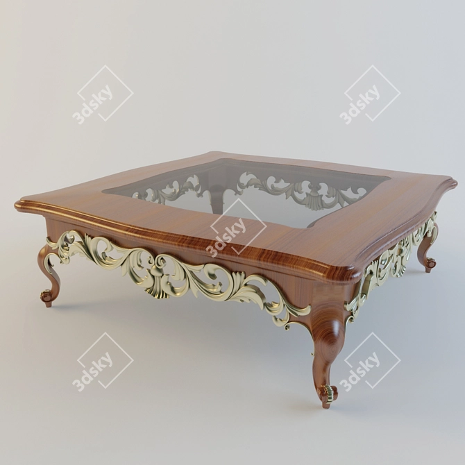 Elegant Baroque Table: Textured Beauty 3D model image 1