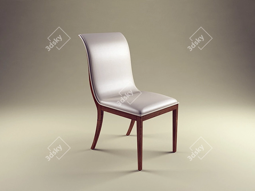 Modern Oak Chair: Dark Wood, Light Leather 3D model image 1