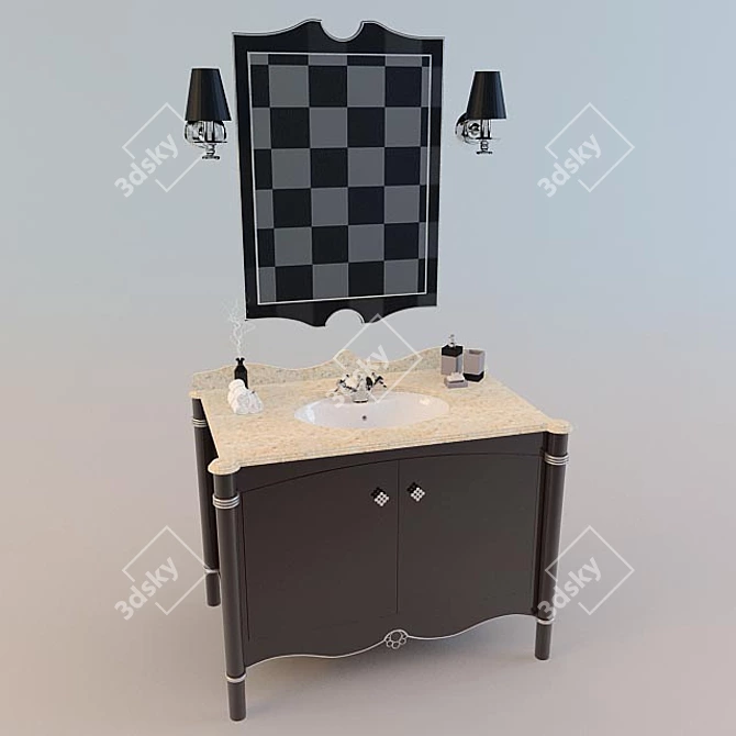 Modern Washbasin Mirror Combo 3D model image 1