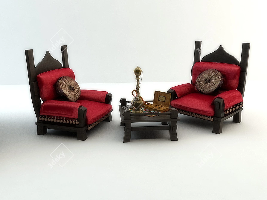 Eastern-Inspired Armchair 3D model image 1