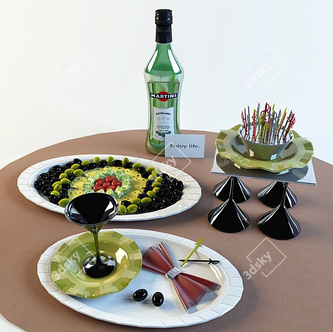 Elegant Dining Essentials 3D model image 1