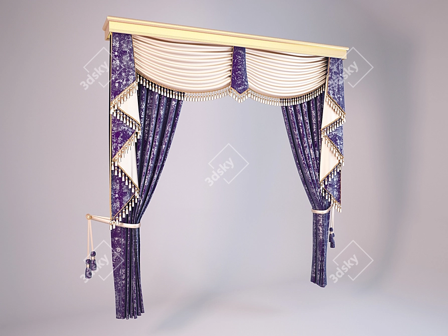 Elegant Drapery Set 3D model image 1