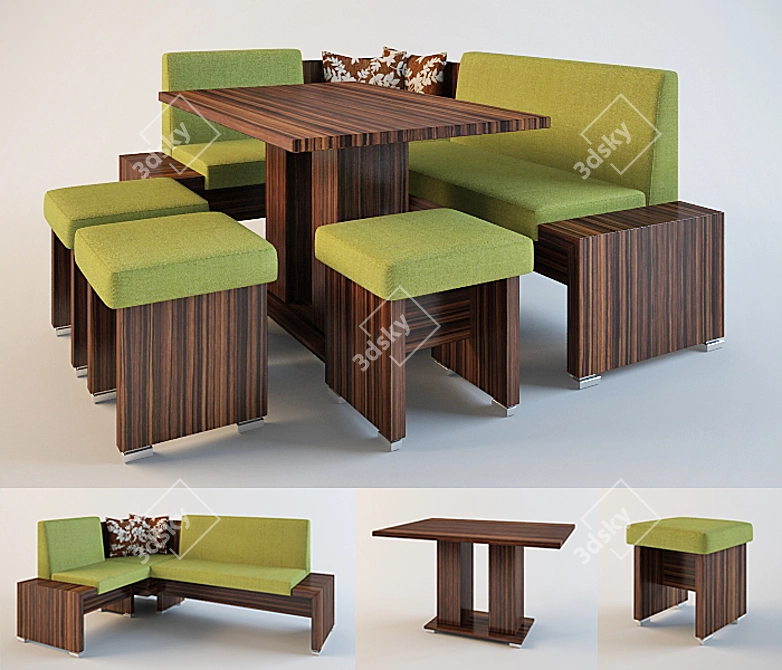 Premium Kitchenette Sofa: 185x135x81cm 3D model image 1