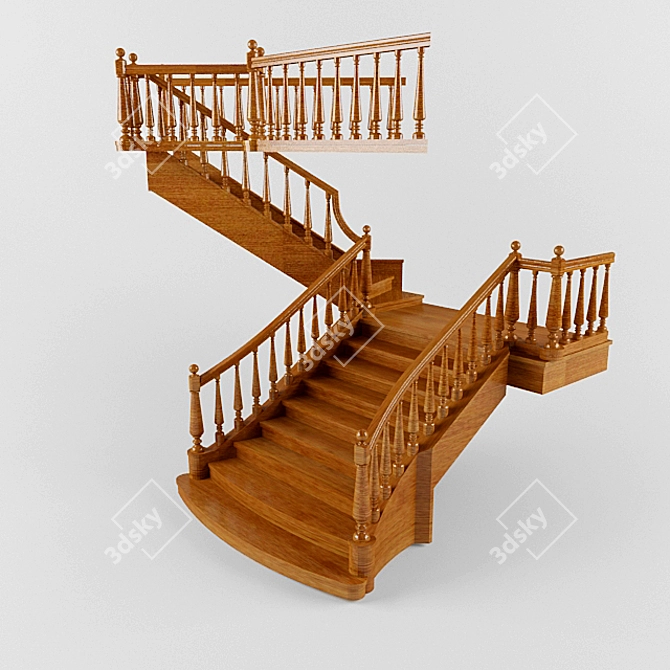 Classic Wooden Ladder 3D model image 1