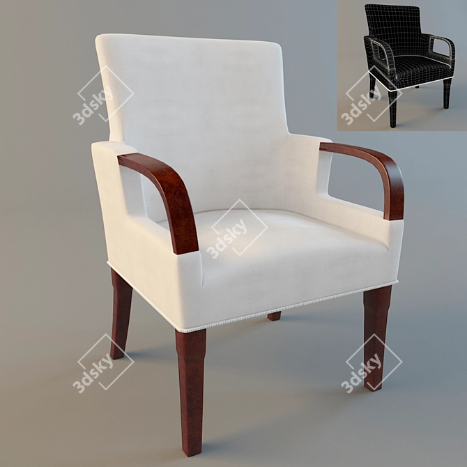 Elegant Wood Chair 3D model image 1