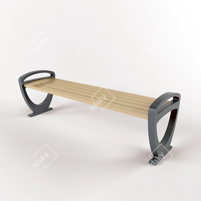 Modern Backless Bench 3D model image 1