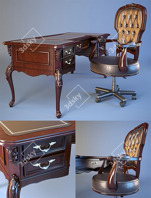 CAVIO Office Desk and Chair 3D model image 1