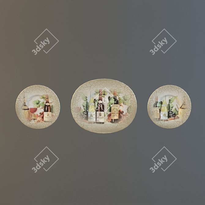 Crackled Decoupage Wall Plates 3D model image 1