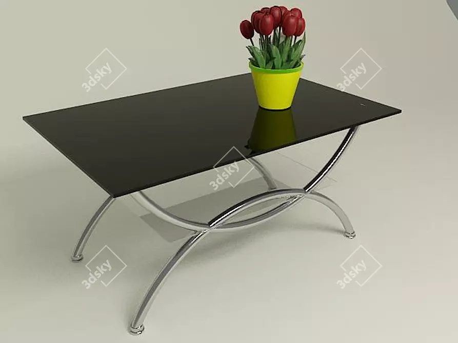 Black Glass Coffee Table 3D model image 1