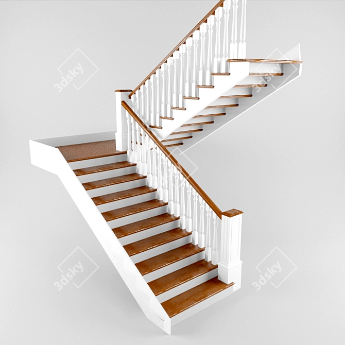 Sleek Balustrade Staircase 3D model image 1